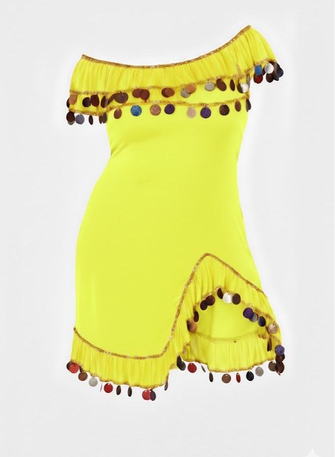 Alexandrian Oriental Galabeya, yellow, one size  for women - Image 2